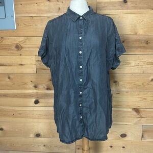 EUC Soft surroundings JeVeux Tencel short sleeve camp shirt blouse tunic XL 18